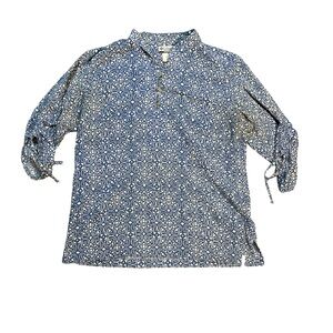 Columbia Top Women's Medium Blue Floral Pockets Long Sleeve Boho Tunic